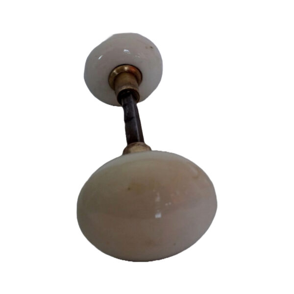 White Enamel Doorknob Set with Bronze Neck