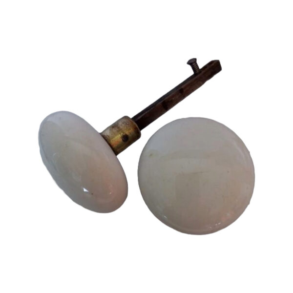 White Enamel Doorknob Set with Bronze Neck