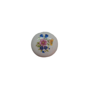 Knob 46 b Round White Porcelain Knob with Flowers