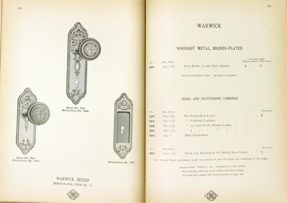 Russell and Erwin Warwick door plate