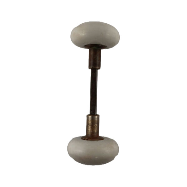 White Enamel Doorknob Set with Bronze Neck 2