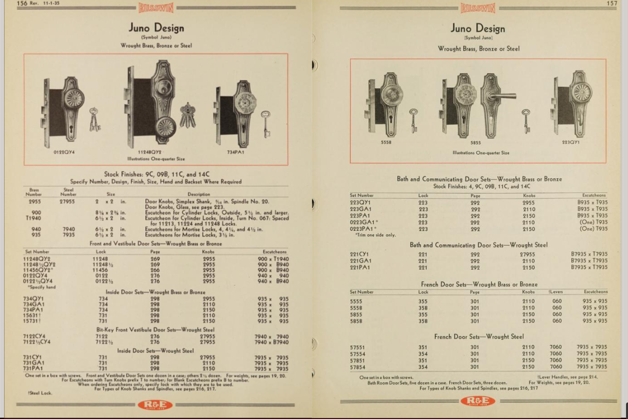 Russell and Erwin Juno Door Plate