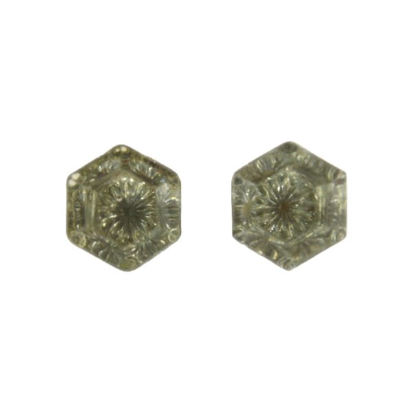 Hexagonal Glass Furniture Knob Pair