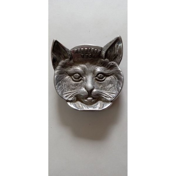 Vintage Pewter Cat Face Trinket Tray