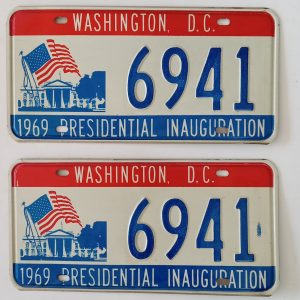 1969 Washington DC License Plate Pair