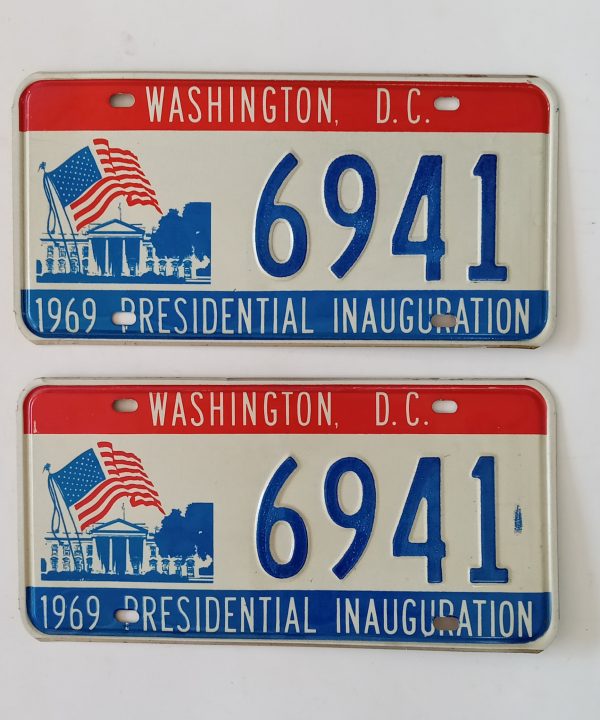 1969 Washington DC License Plate Pair