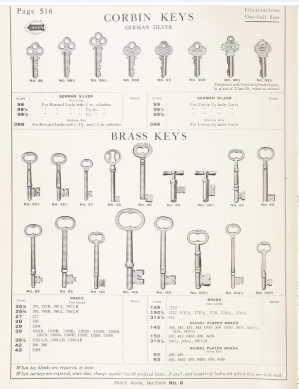 Corbin Cylinder Key W 0101393 - Image 3
